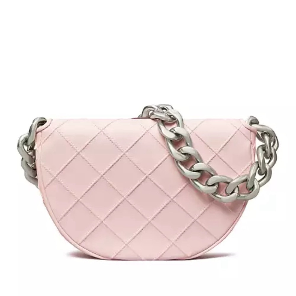 Tory Burch Mini Fleming Soft Crescent Shoulder Bag - Pale Pink - Picture 3 of 8